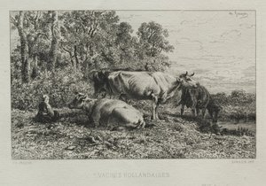 Holland køer. af Charles Emile Jacque