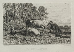 Holland køer af Charles Emile Jacque