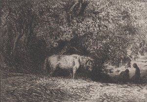 Hest under en gren, 1846. af Charles Emile Jacque