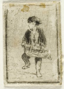 Hurdy-Gurdy spiller af Charles Emile Jacque
