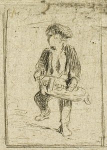 Hurdy-Gurdy spiller af Charles Emile Jacque