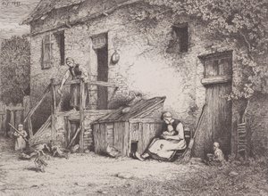 Foran huset, 1845. af Charles Emile Jacque