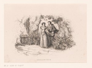 Par i en have Kenilworth (titel på objekt) af Charles Emile Jacque