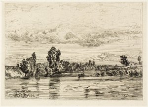 Landskab nær Asnières af Charles Emile Jacque