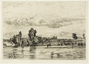 Landskab nær Asnières af Charles Emile Jacque