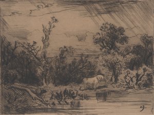 Landskab med tordenvejr, 1848. af Charles Emile Jacque