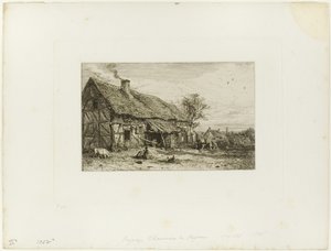 Landskab med Bondebolig af Charles Emile Jacque