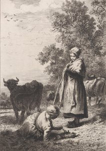 Små mælkepiger, 1864. af Charles Emile Jacque