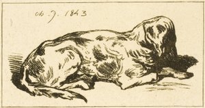 Liggende hund af Charles Emile Jacque