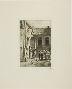 Parisisk gårdhave af Charles Emile Jacque