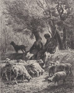 Pastoral scene, 1864. af Charles Emile Jacque