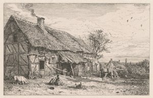 Bondehus af Charles Emile Jacque
