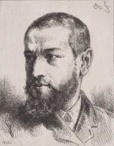 Portræt af J.J. Guiffrey, 1866. af Charles Emile Jacque
