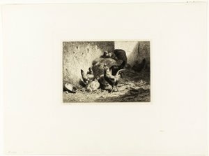Hane og høns af Charles Emile Jacque