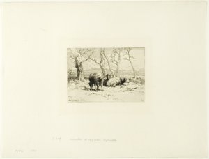 Får og fem træer af Charles Emile Jacque