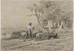 Hyrden og hans flok af Charles Emile Jacque