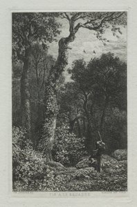 At skyde skovsneppen. af Charles Emile Jacque