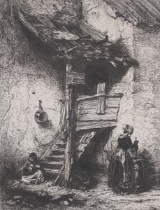 Trapper og kvindekværnende, 1845. af Charles Emile Jacque