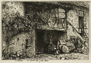 Trapper foran et hus af Charles Emile Jacque