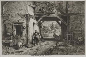 Gårdgården. af Charles Emile Jacque