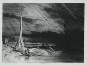 Fiskeren, regnvejr, 1847. af Charles Emile Jacque