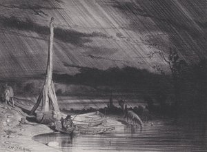 Fiskeren, regnvejr, ca. 1853. af Charles Emile Jacque