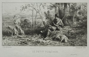 Den lille svinehyrde. af Charles Emile Jacque