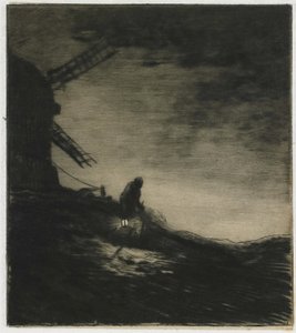 The Mill, 1848 (rypoint med roulette og pladetone på chine collé) af Charles Emile Jacque