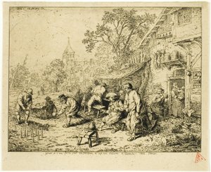 Ninepin-spillerne af Charles Emile Jacque