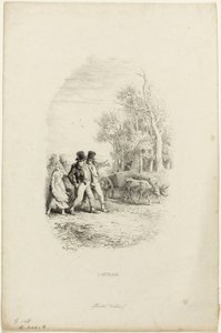 Oksevognen, illustration fra fabler af Lachambaudie af Charles Emile Jacque