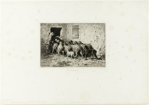 Fårene kommer hjem af Charles Emile Jacque