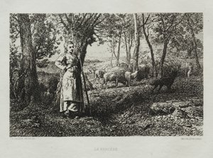 Hyrdinden af Charles Emile Jacque