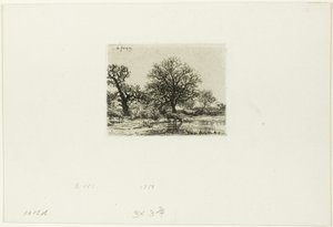 Træer og køer nær en dam af Charles Emile Jacque