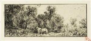 To Heste i en Skov af Charles Emile Jacque