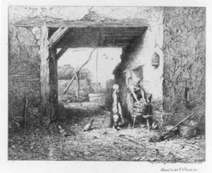 "Vaskedag" af Charles Emile Jacque