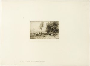 Vinterlandskab med hyrdinde af Charles Emile Jacque