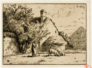 Kvinde, der passer to grise af Charles Emile Jacque