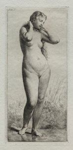 Ung kvinde bader af Charles Emile Jacque