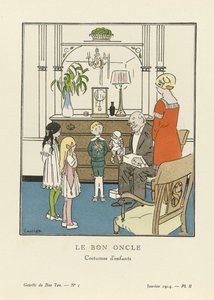Den gode onkel. Børnekostumer fra La Gazette du Bon Ton, pub. 1914 (Skabelontryk) af Charles Emile called Carlegle Egli