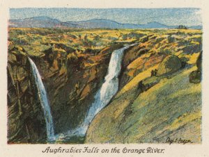Sydafrika: Aughrabies Falls ved Orangefloden (farvelitografi) af Charles Ernest Peers