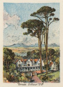 Sydafrika: "Groote Schuur", CP (farvelitografi) af Charles Ernest Peers