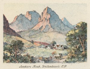 Sydafrika: Jonkers Hoek, Stellenbosch, CP (farvelitografi) af Charles Ernest Peers