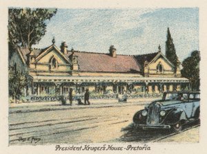 Sydafrika: Præsident Krugers hus, Pretoria (farvelitografi) af Charles Ernest Peers