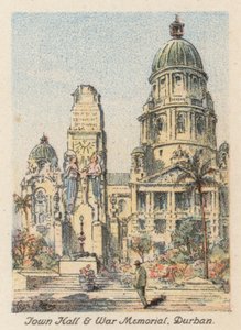 Sydafrika: Rådhus og krigsmindesmærke, Durban (farvelitografi) af Charles Ernest Peers
