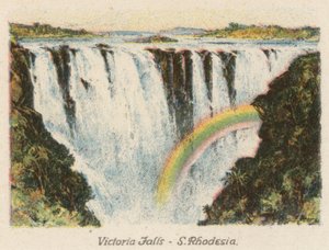 Sydafrika: Victoria Falls, Sydrhodesien (farvelitografi) af Charles Ernest Peers