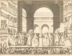 Coronation of Voltaire (The Crowning of Voltaire) af Charles Etienne Gaucher after Jean Michel Moreau