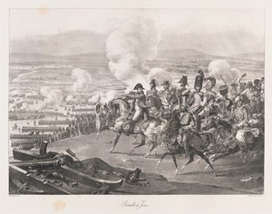 Slaget ved Jena, begyndelsen af det 19. århundrede (litho) af Charles Etienne Pierre Motte