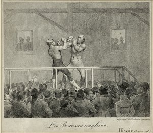 Engelske boksere (litho) af Charles Etienne Pierre Motte