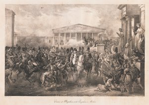 Napoleons og Josephines indtog i Milano, begyndelsen af det 19. århundrede (litho) af Charles Etienne Pierre Motte