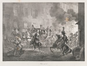 Infernal Machine, begyndelsen af det 19. århundrede (litho) af Charles Etienne Pierre Motte